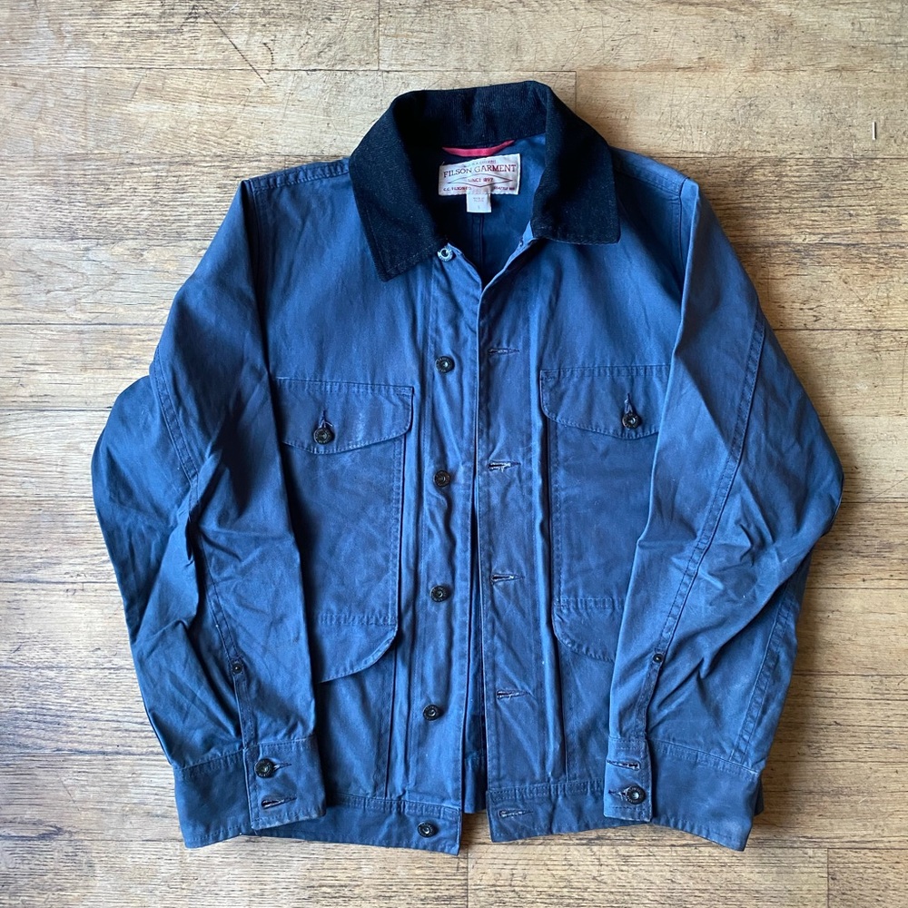 Filson Waxed Jacket Small Navy Blue